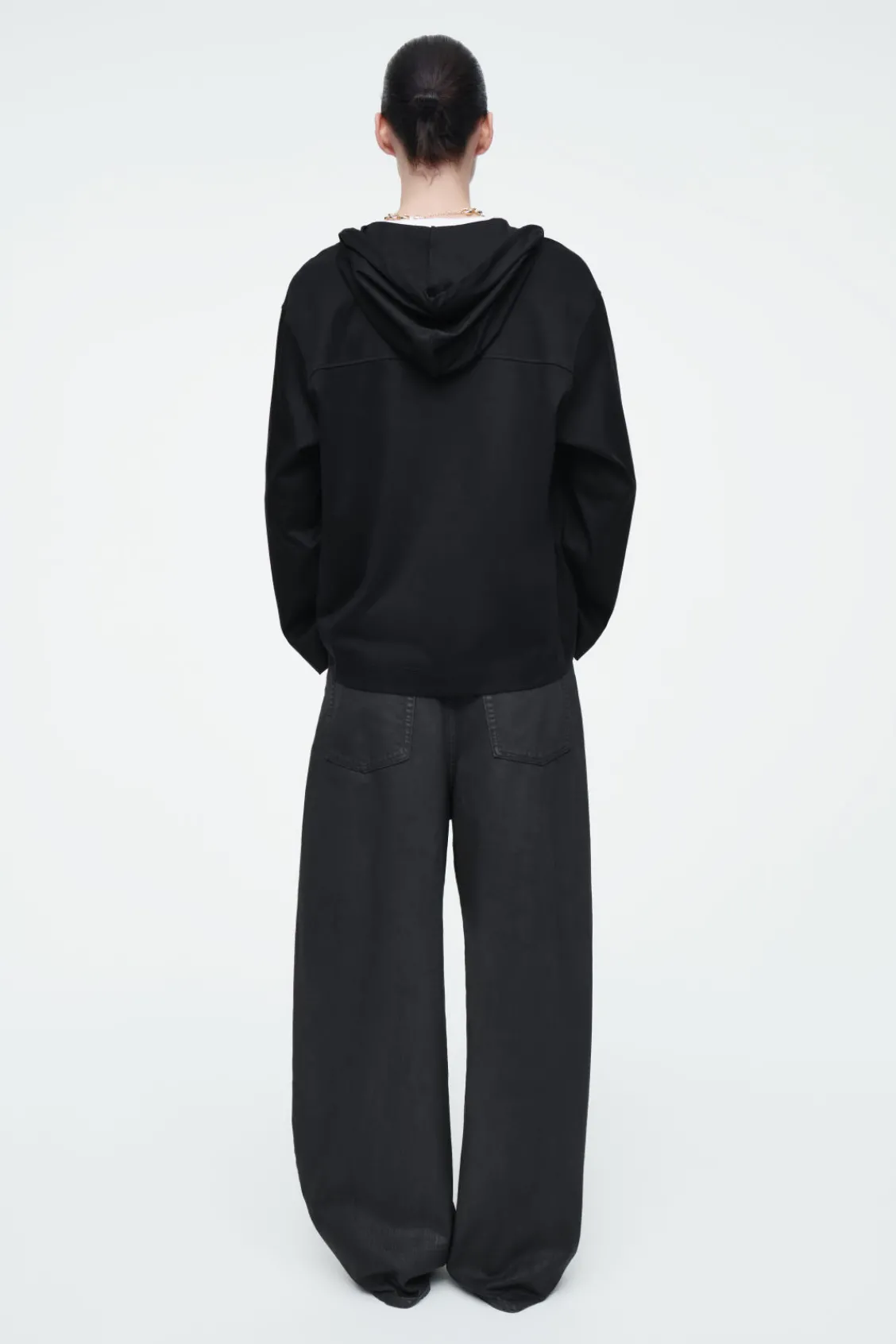 COS BUTTONED LIGHTWEIGHT JERSEY HOODIE-Women Tops