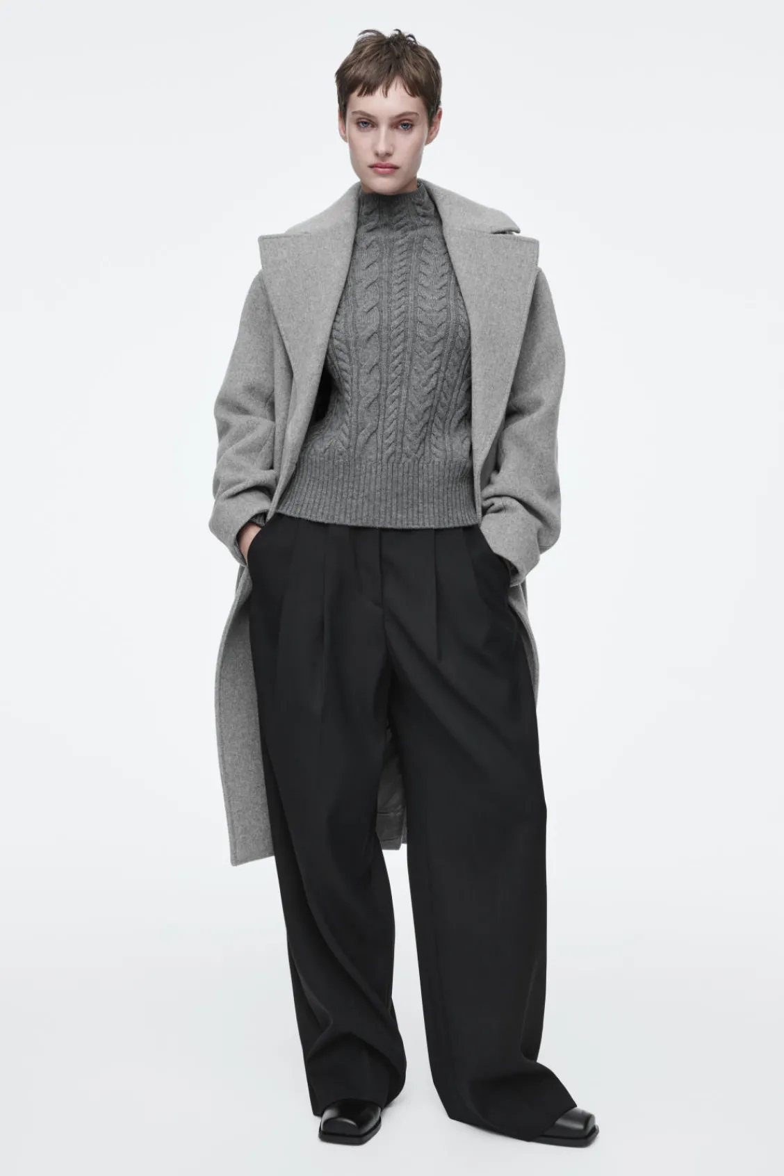 COS CABLE-KNIT WOOL FUNNEL-NECK SWEATER-Women Sweaters & Cardigans