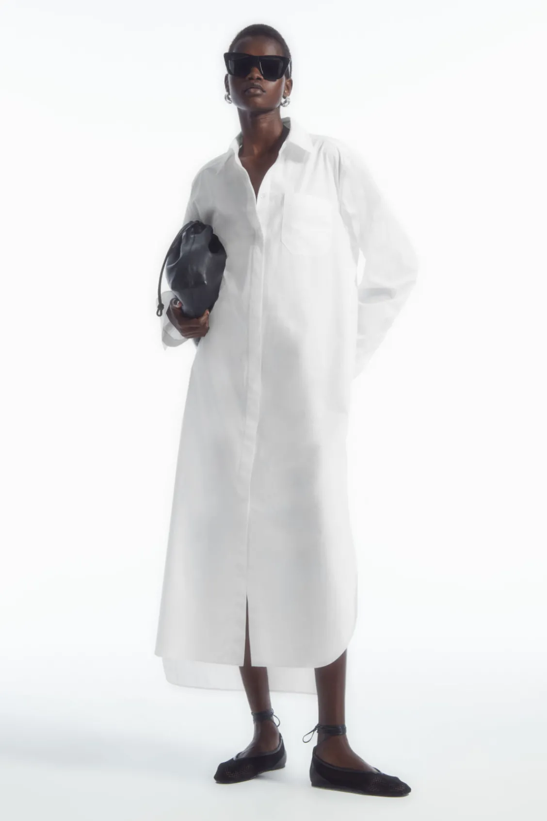 COS COLLARED MIDI SHIRT DRESS-Women Dresses & Jumpsuits
