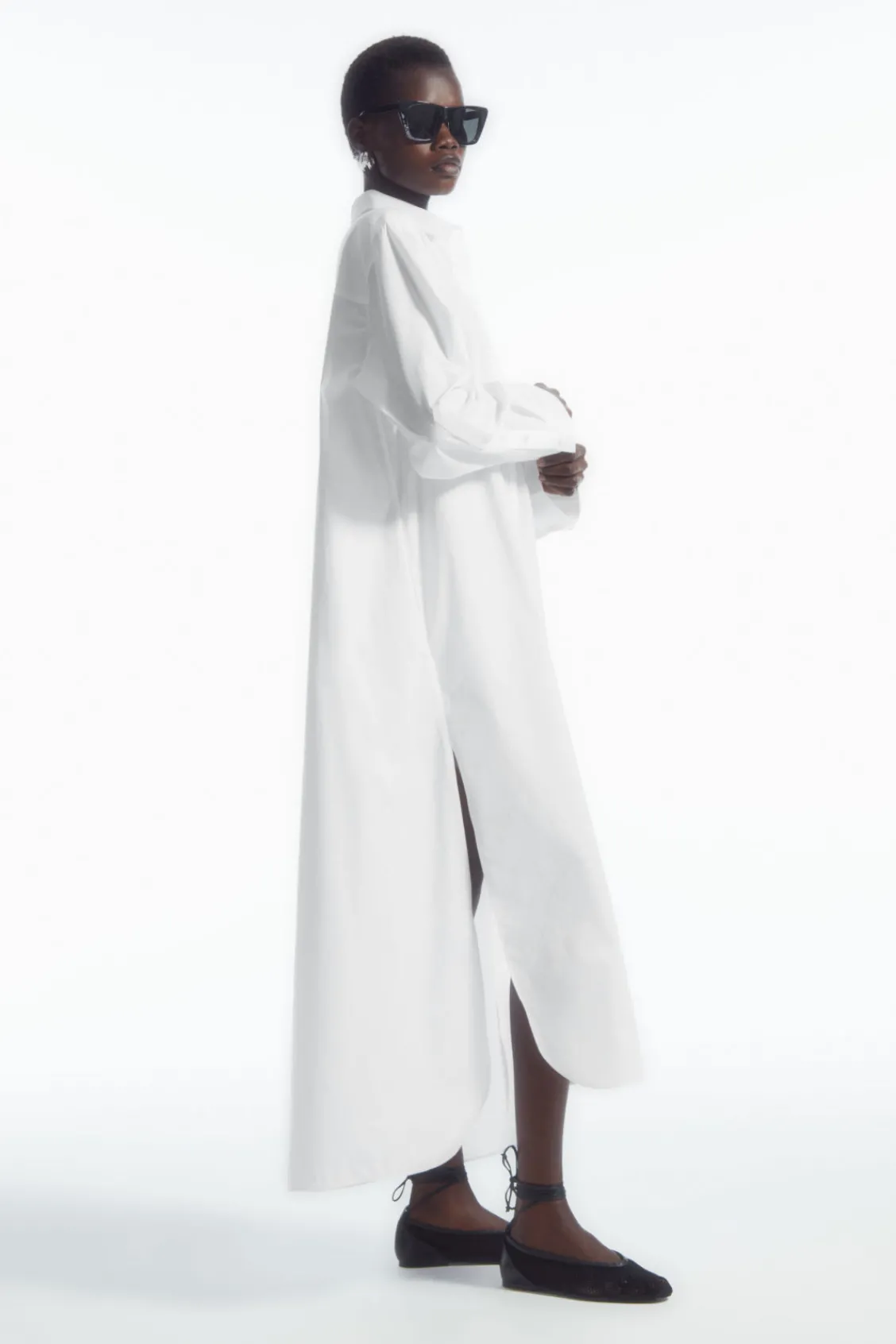 COS COLLARED MIDI SHIRT DRESS-Women Dresses & Jumpsuits