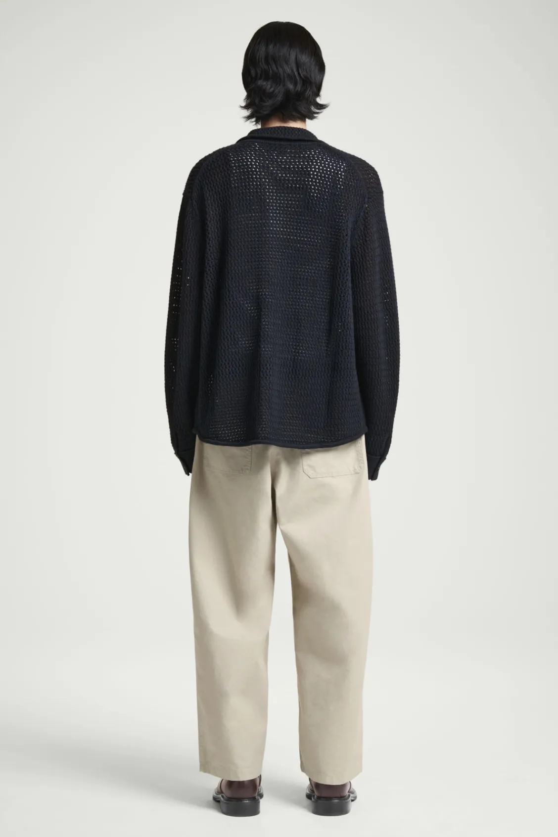 COS COLLARED OPEN-KNIT WOOL CARDIGAN- Sweaters & Cardigans