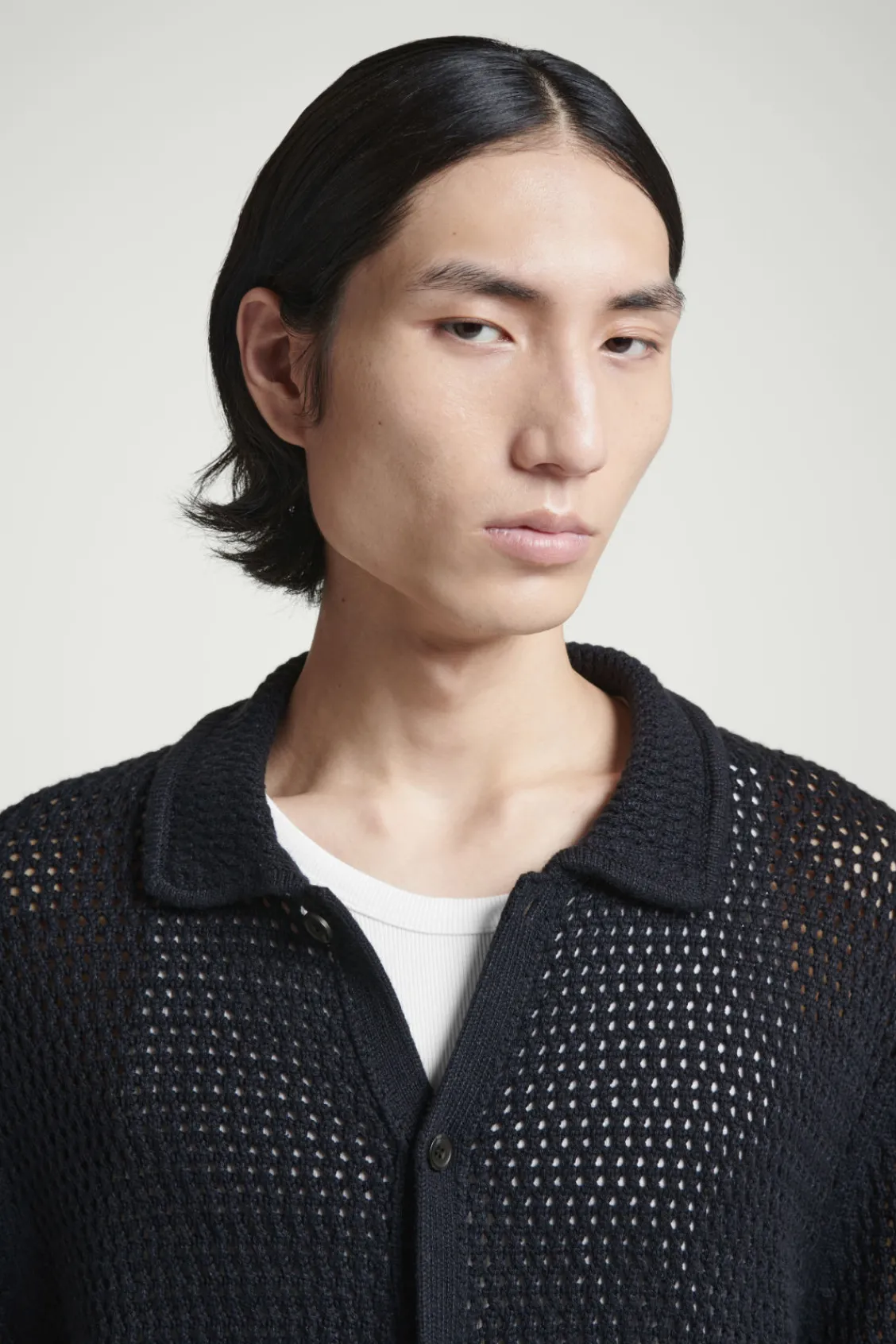 COS COLLARED OPEN-KNIT WOOL CARDIGAN- Sweaters & Cardigans