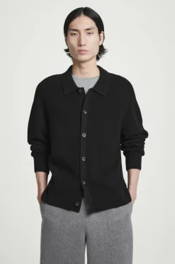 COS COLLARED RIBBED WOOL-CASHMERE CARDIGAN- Sweaters & Cardigans