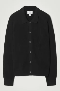 COS COLLARED RIBBED WOOL-CASHMERE CARDIGAN- Sweaters & Cardigans