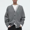 COS COLOUR-BLOCK WOOL V-NECK CARDIGAN-Women Sweaters & Cardigans
