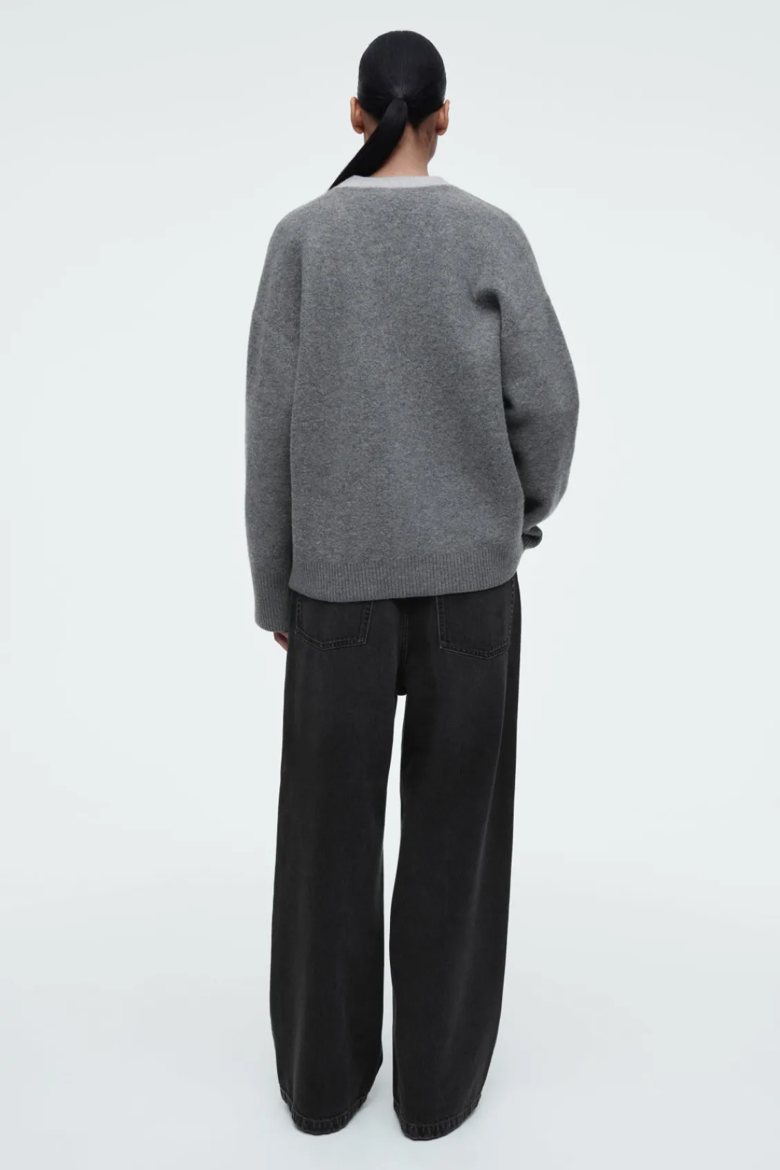 COS COLOUR-BLOCK WOOL V-NECK CARDIGAN-Women Sweaters & Cardigans