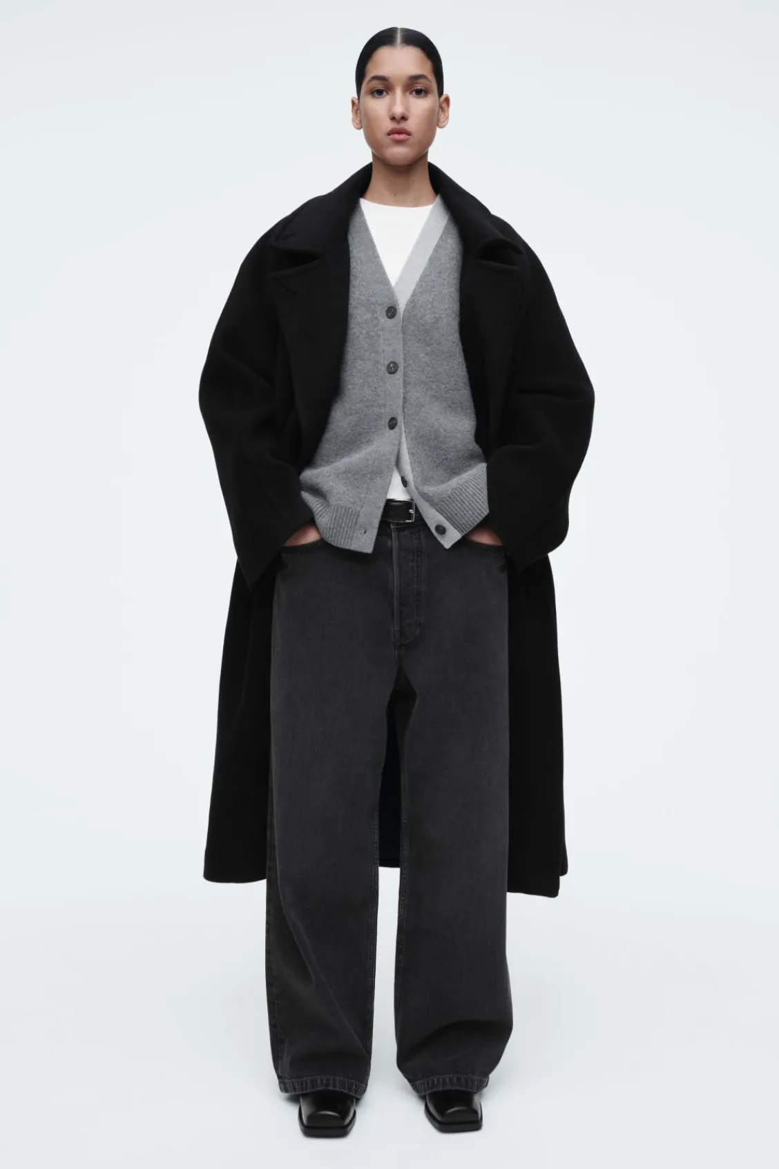 COS COLOUR-BLOCK WOOL V-NECK CARDIGAN-Women Sweaters & Cardigans