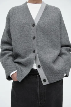 COS COLOUR-BLOCK WOOL V-NECK CARDIGAN-Women Sweaters & Cardigans