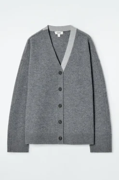 COS COLOUR-BLOCK WOOL V-NECK CARDIGAN-Women Sweaters & Cardigans