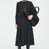 COS CONTRAST-PANEL LONG-SLEEVED MIDI DRESS-Women Dresses & Jumpsuits