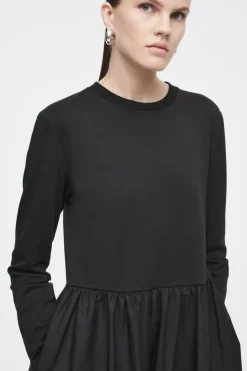 COS CONTRAST-PANEL LONG-SLEEVED MIDI DRESS-Women Dresses & Jumpsuits