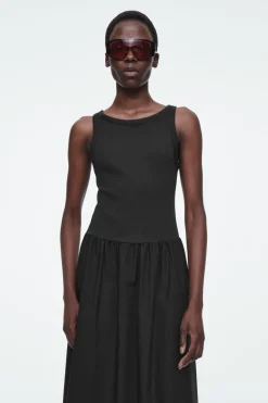 COS CONTRAST-PANEL MAXI DRESS-Women Dresses & Jumpsuits