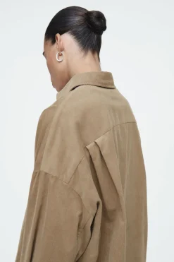 COS CORDUROY HALF-PLACKET SHIRT-Women Shirts & Blouses | Tops