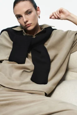 COS CORDUROY HALF-PLACKET SHIRT-Women Shirts & Blouses | Tops