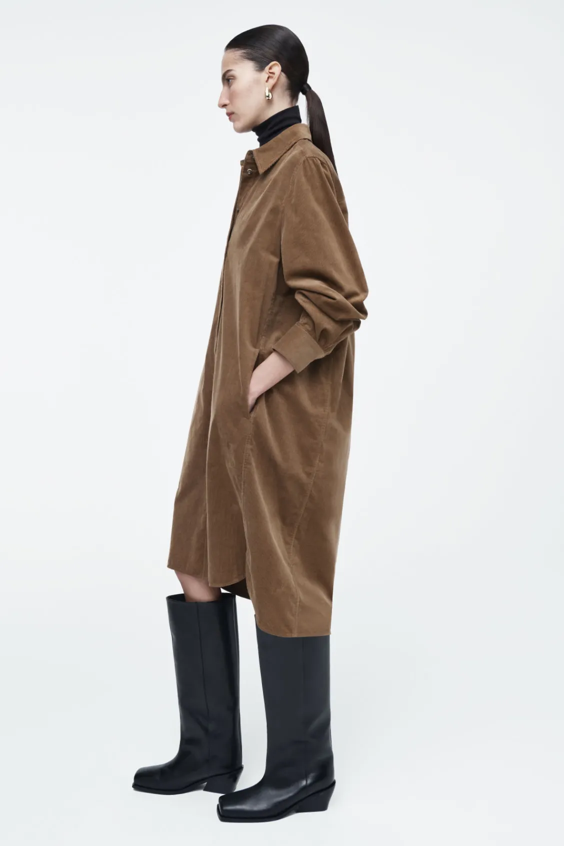 COS CORDUROY MIDI SHIRT DRESS-Women Dresses & Jumpsuits
