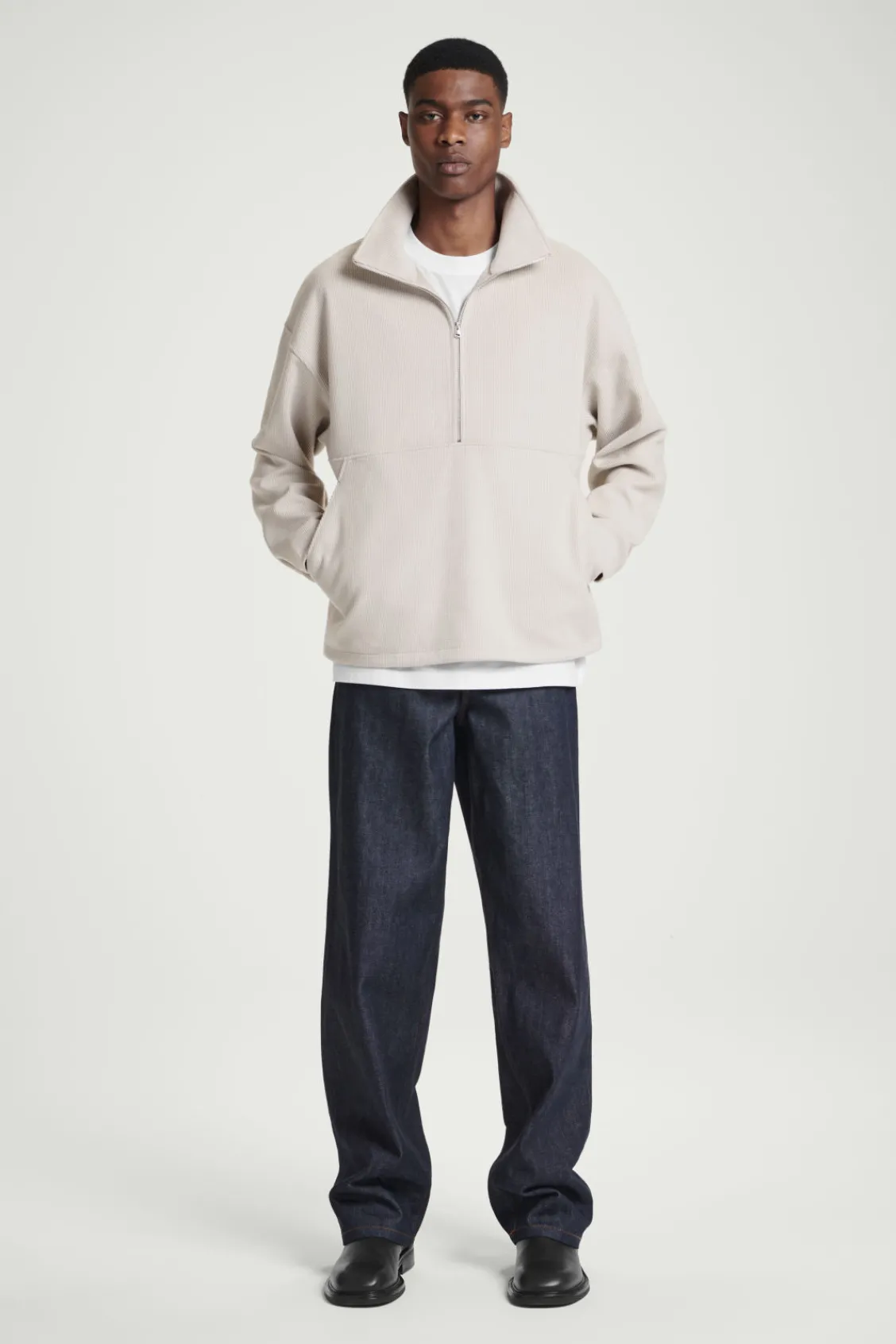 COS CORDUROY-JERSEY HALF-ZIP SWEATSHIRT- Matching Sets | Sweatshirts & Hoodies