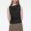COS COWL-NECK GATHERED SLEEVELESS TOP-Women T-Shirts | Tops