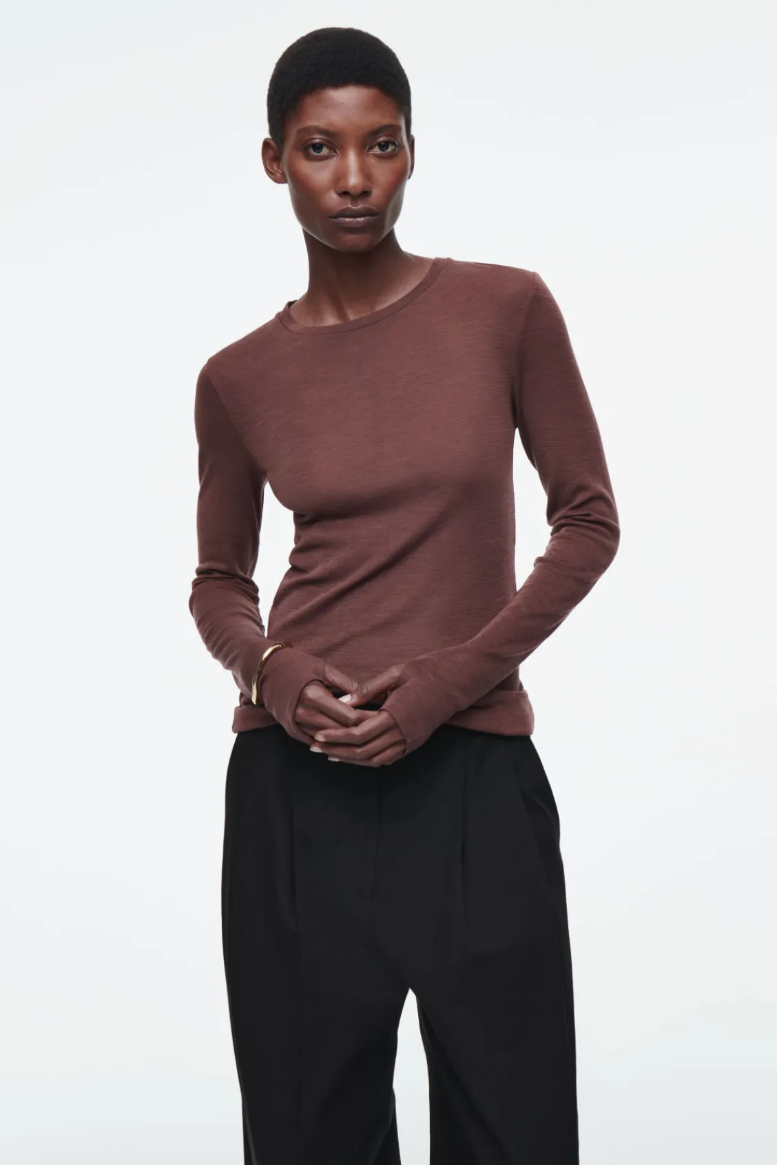 COS CREW-NECK MERINO WOOL TOP-Women Tops | Sweaters & Cardigans
