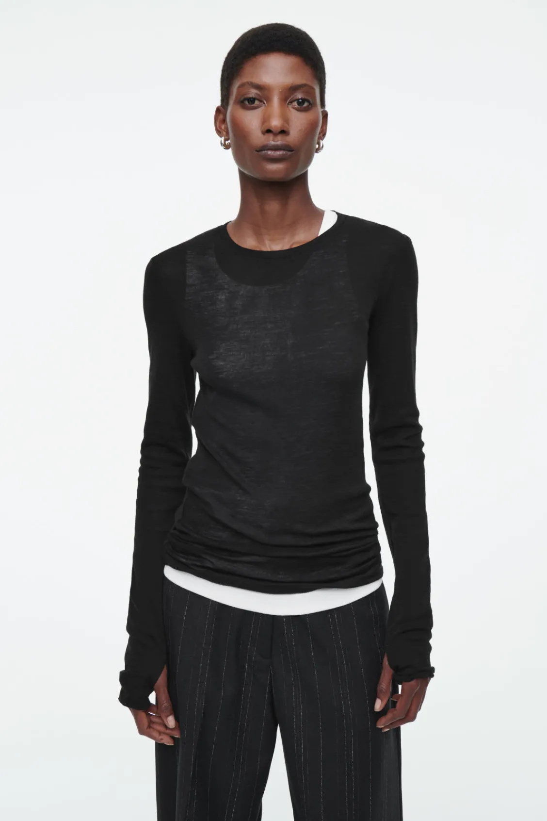 COS CREW-NECK MERINO WOOL TOP-Women T-Shirts | Tops