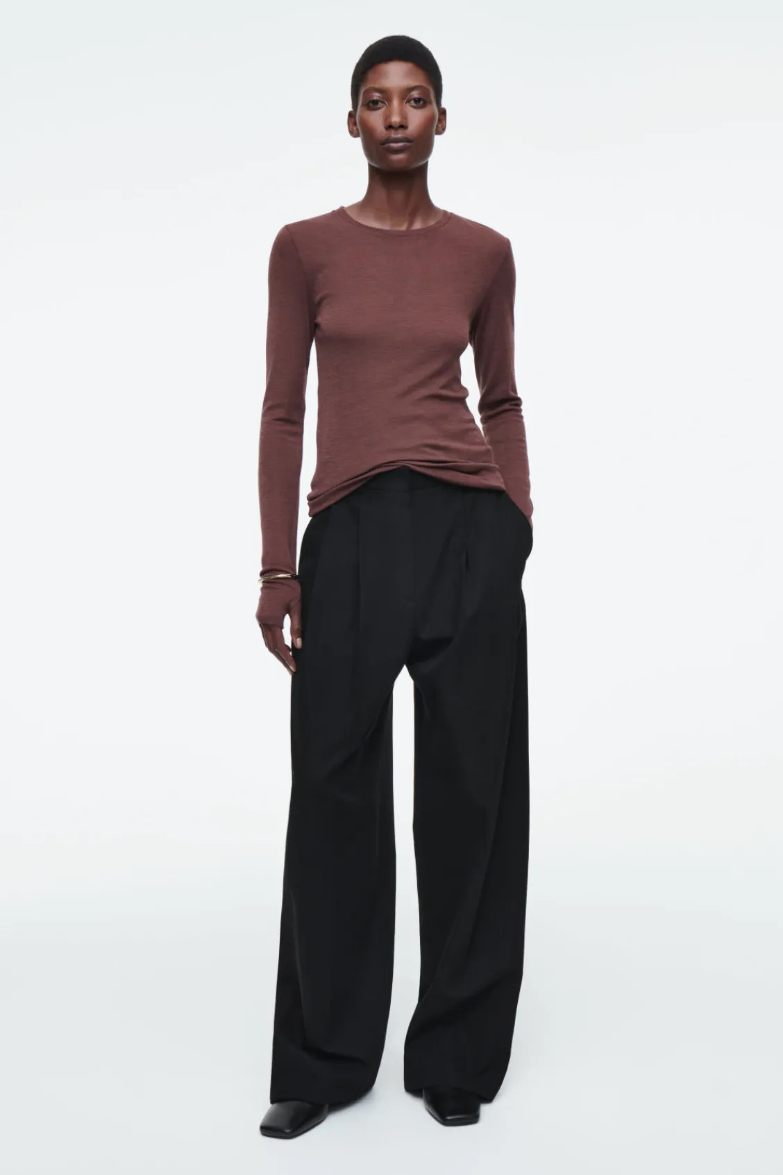 COS CREW-NECK MERINO WOOL TOP-Women Tops | Sweaters & Cardigans