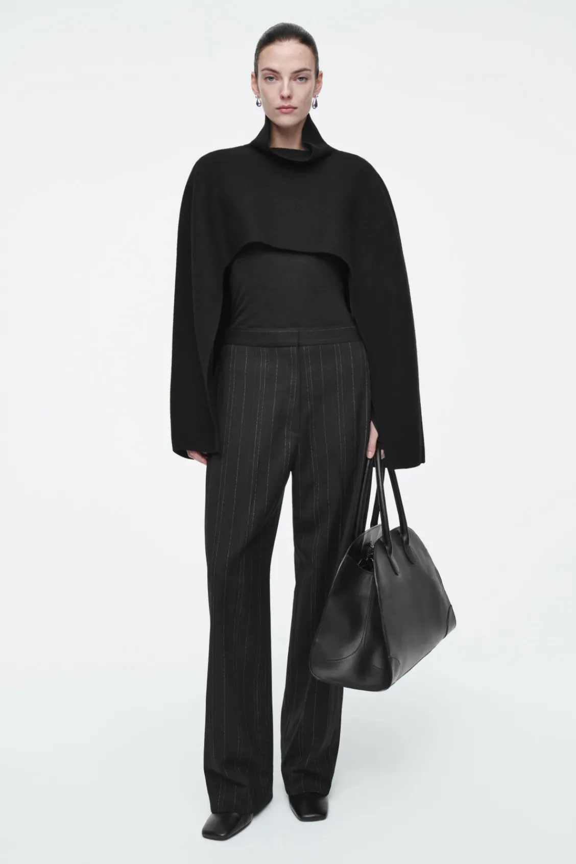 COS CROPPED BOILED-WOOL HYBRID CAPE-Women Capes & Hybrids
