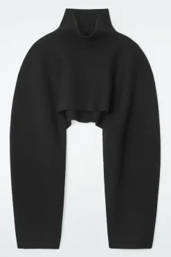COS CROPPED BOILED-WOOL HYBRID CAPE-Women Capes & Hybrids