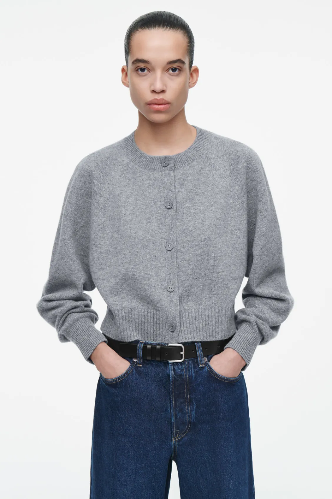COS CROPPED WOOL CARDIGAN-Women Sweaters & Cardigans