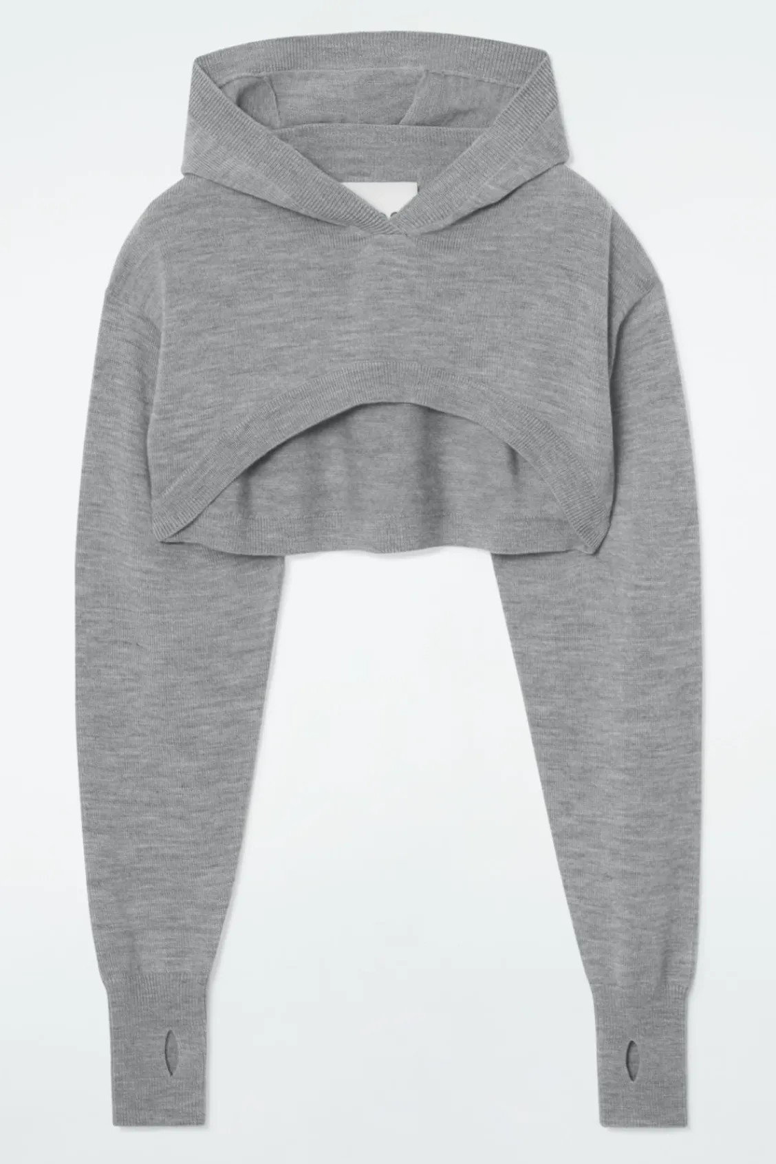 COS CROPPED WOOL HOODIE-Women Capes & Hybrids | Tops