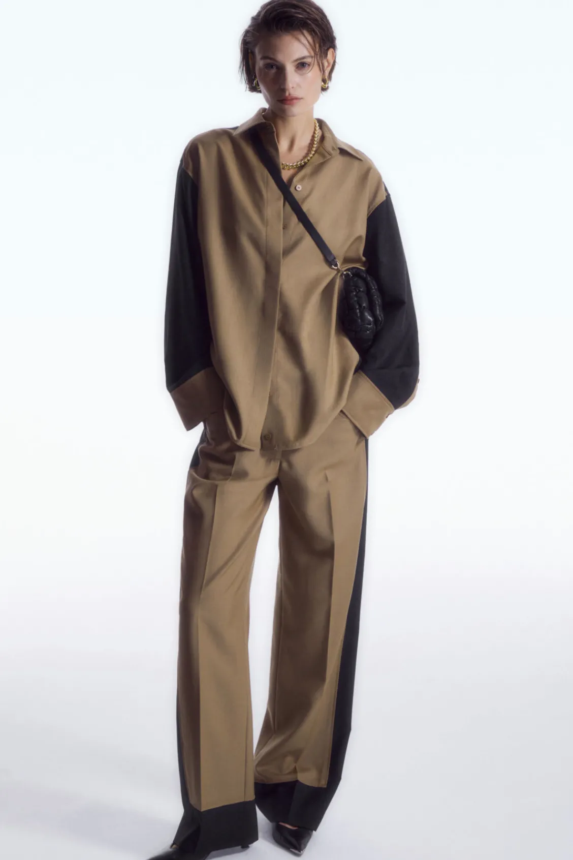 COS DECONSTRUCTED COLOR-BLOCK WOOL SHIRT-Women Shirts & Blouses | Tops