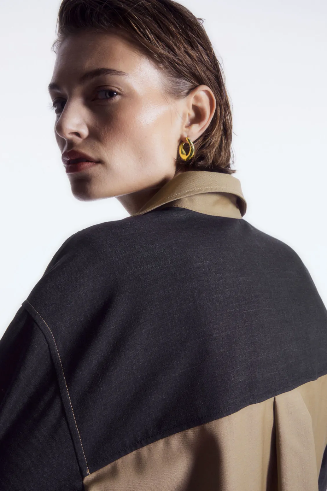 COS DECONSTRUCTED COLOR-BLOCK WOOL SHIRT-Women Shirts & Blouses | Tops