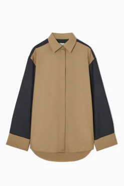 COS DECONSTRUCTED COLOR-BLOCK WOOL SHIRT-Women Shirts & Blouses | Tops
