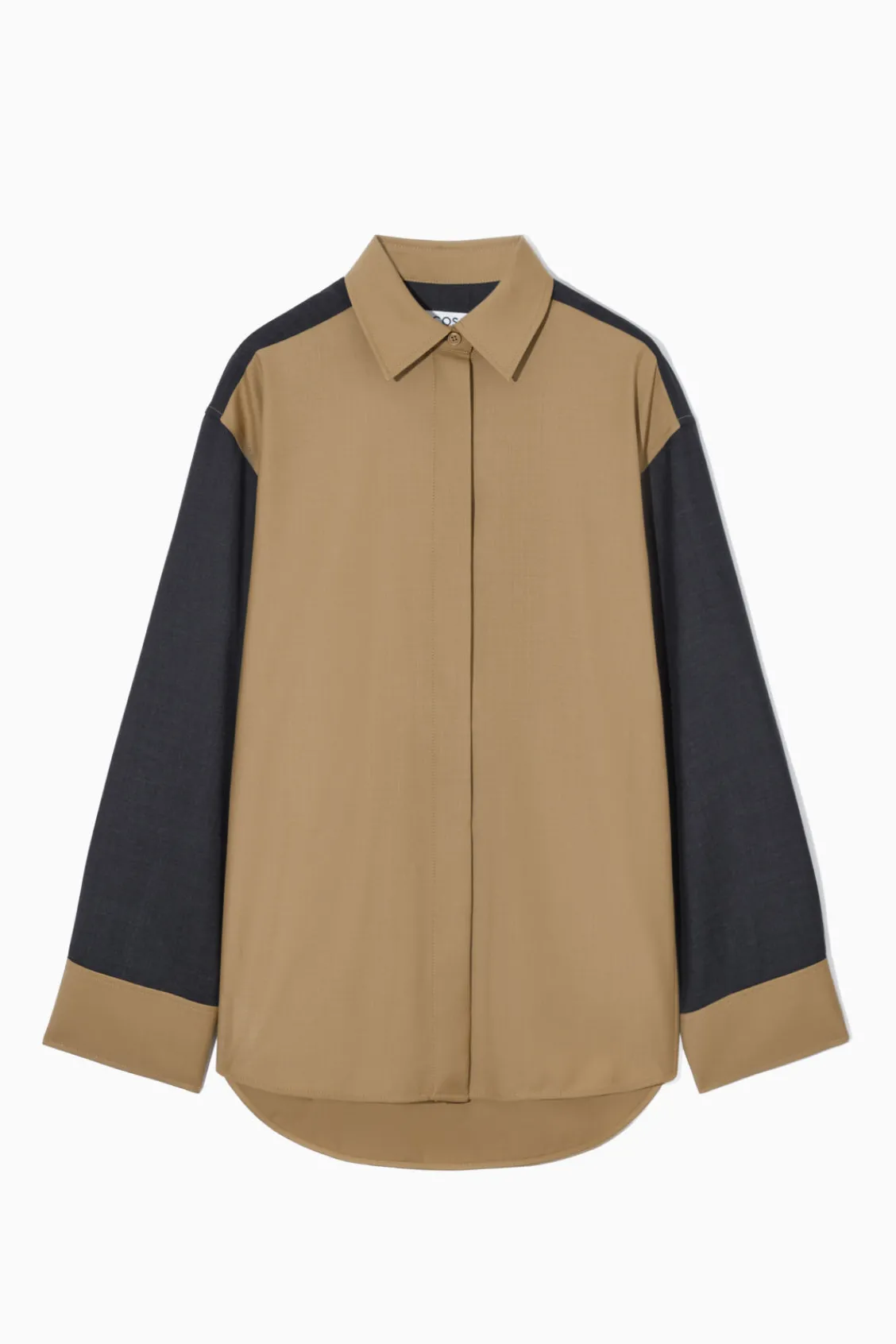 COS DECONSTRUCTED COLOR-BLOCK WOOL SHIRT-Women Shirts & Blouses | Tops