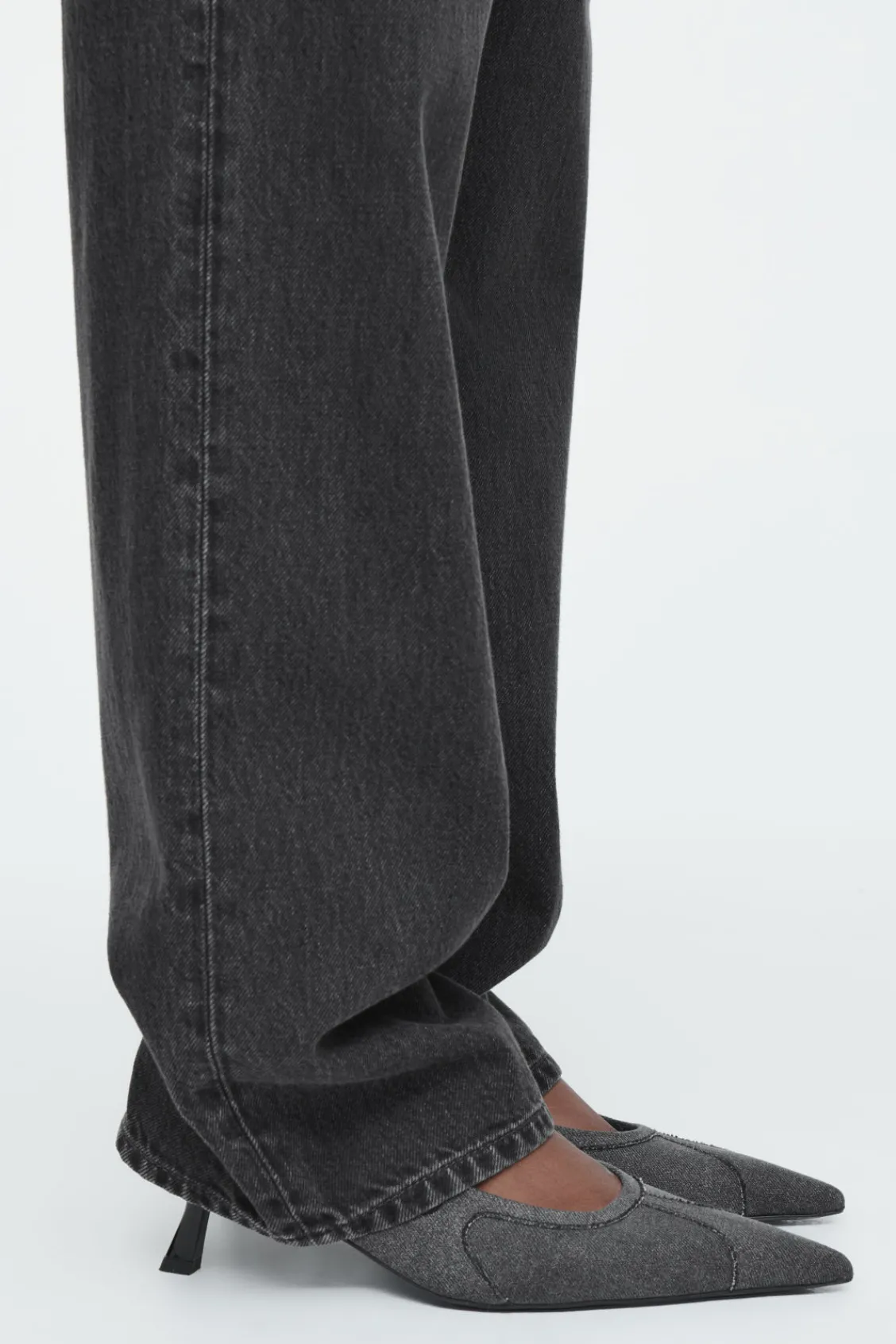 COS DENIM POINTED SLINGBACK KITTEN HEELS-Women Shoes