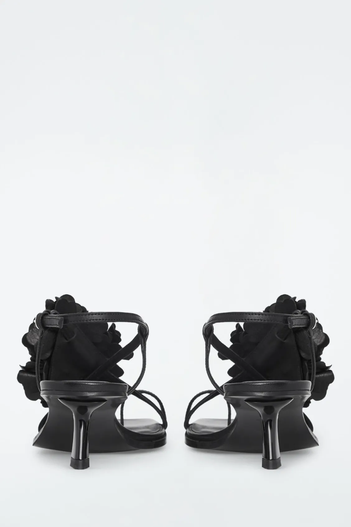 COS DETACHABLE-FLOWER KITTEN-HEEL SANDALS-Women Shoes