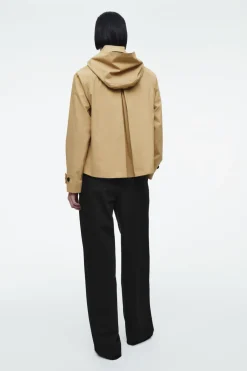 COS DETACHABLE-HOOD SHORT TRENCH COAT-Women Coats & Jackets