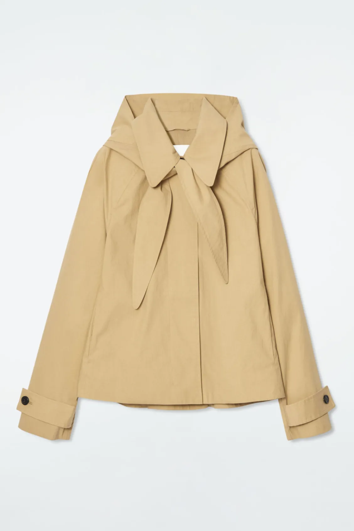 COS DETACHABLE-HOOD SHORT TRENCH COAT-Women Coats & Jackets