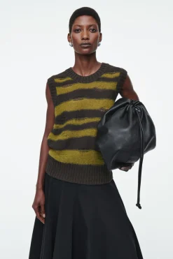 COS DISTRESSED STRIPED LINEN-BLEND KNITTED TANK-Women Tops | Sweaters & Cardigans