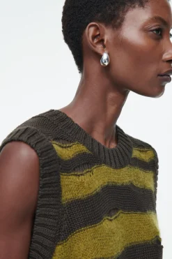 COS DISTRESSED STRIPED LINEN-BLEND KNITTED TANK-Women Tops | Sweaters & Cardigans