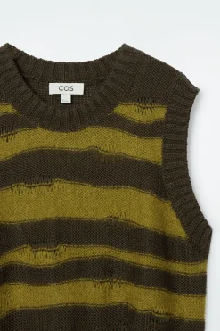 COS DISTRESSED STRIPED LINEN-BLEND KNITTED TANK-Women Tops | Sweaters & Cardigans