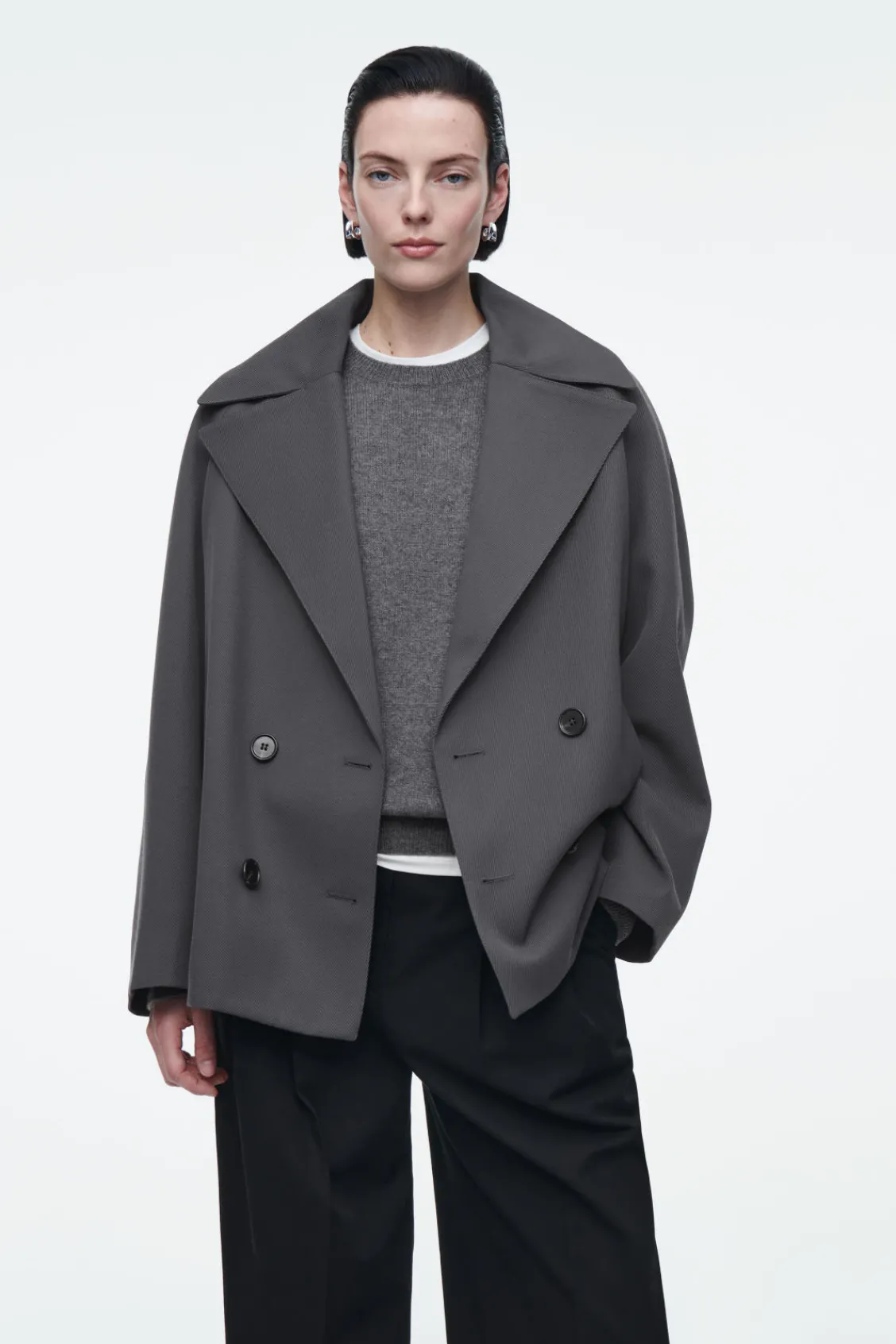 COS DOUBLE-BREASTED WOOL-BLEND JACKET-Women Coats & Jackets