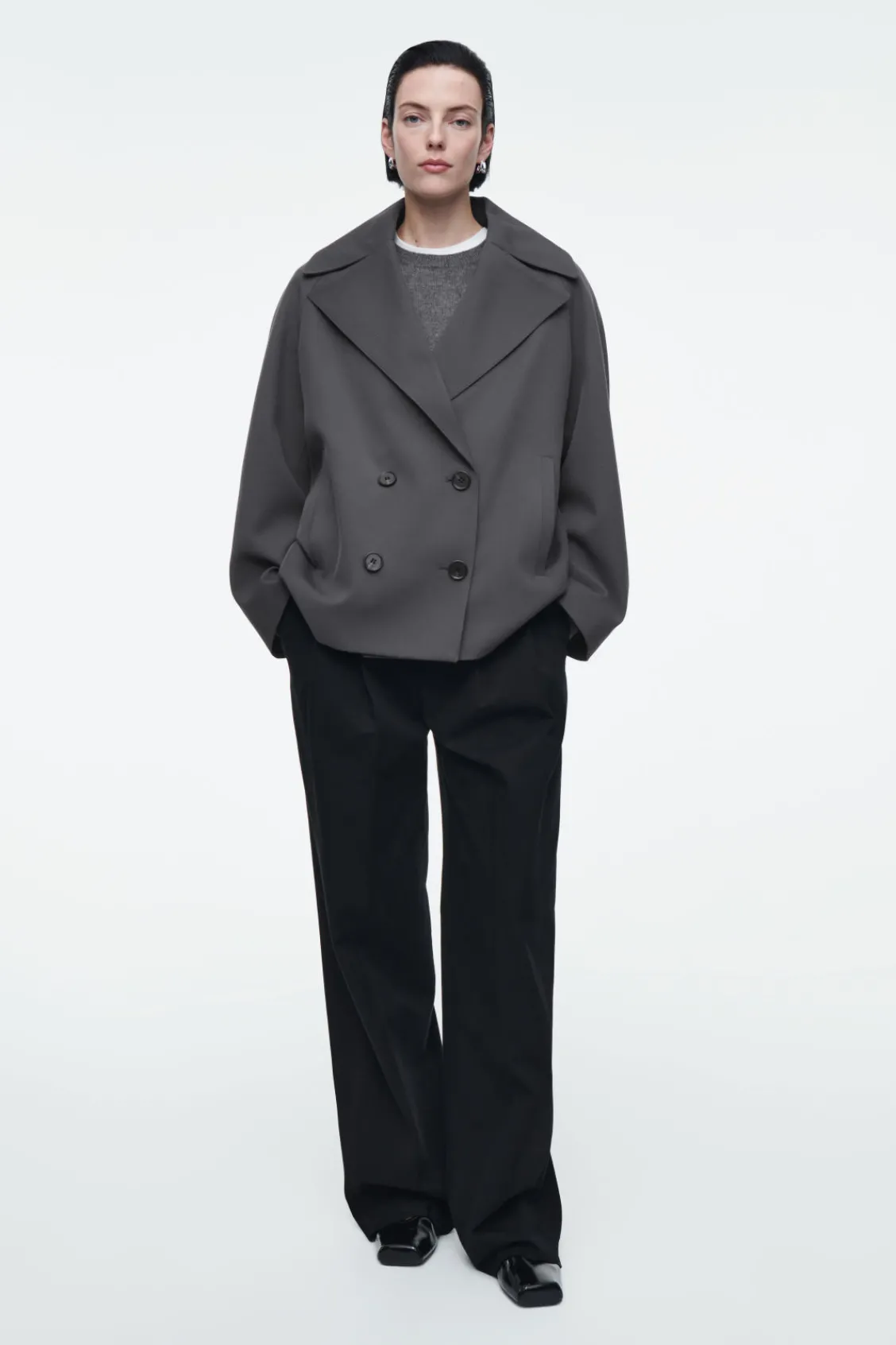COS DOUBLE-BREASTED WOOL-BLEND JACKET-Women Coats & Jackets