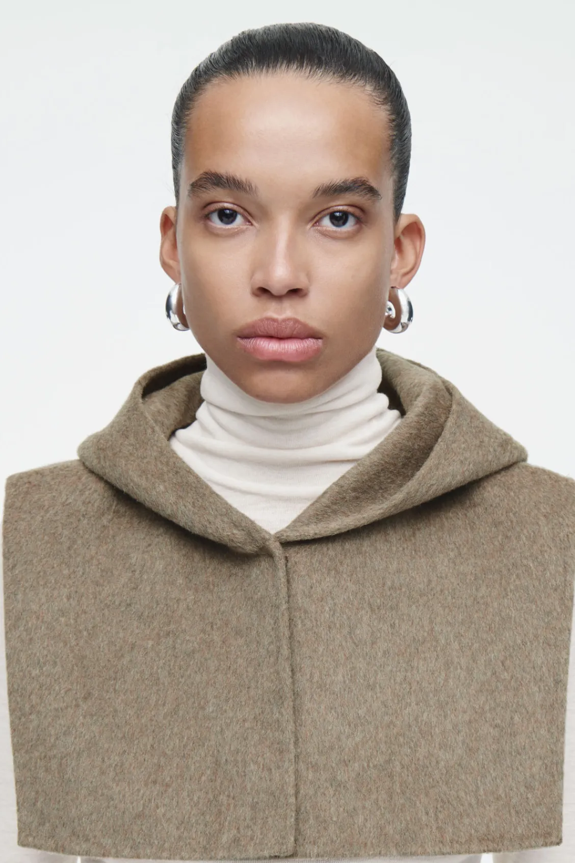 COS DOUBLE-FACED WOOL HYBRID HOOD-Women Capes & Hybrids | Coats & Jackets