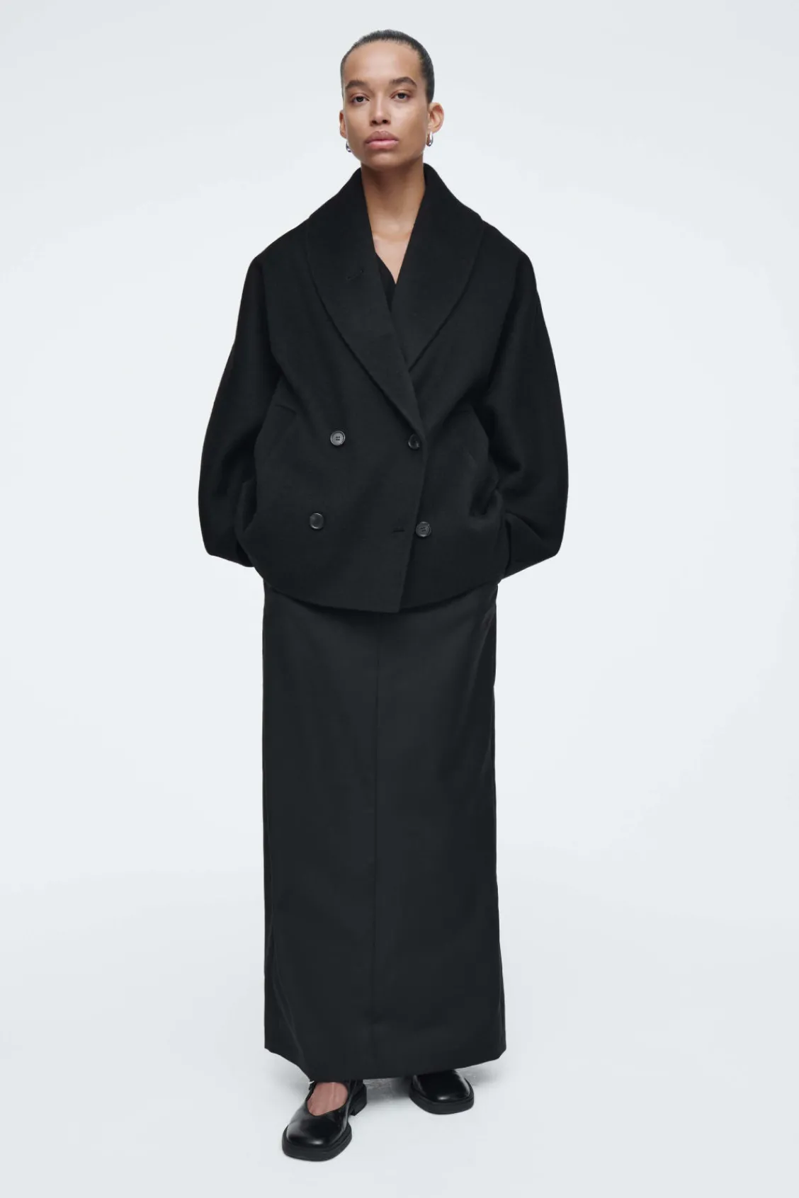 COS DOUBLE-FACED WOOL PEA COAT-Women Coats & Jackets
