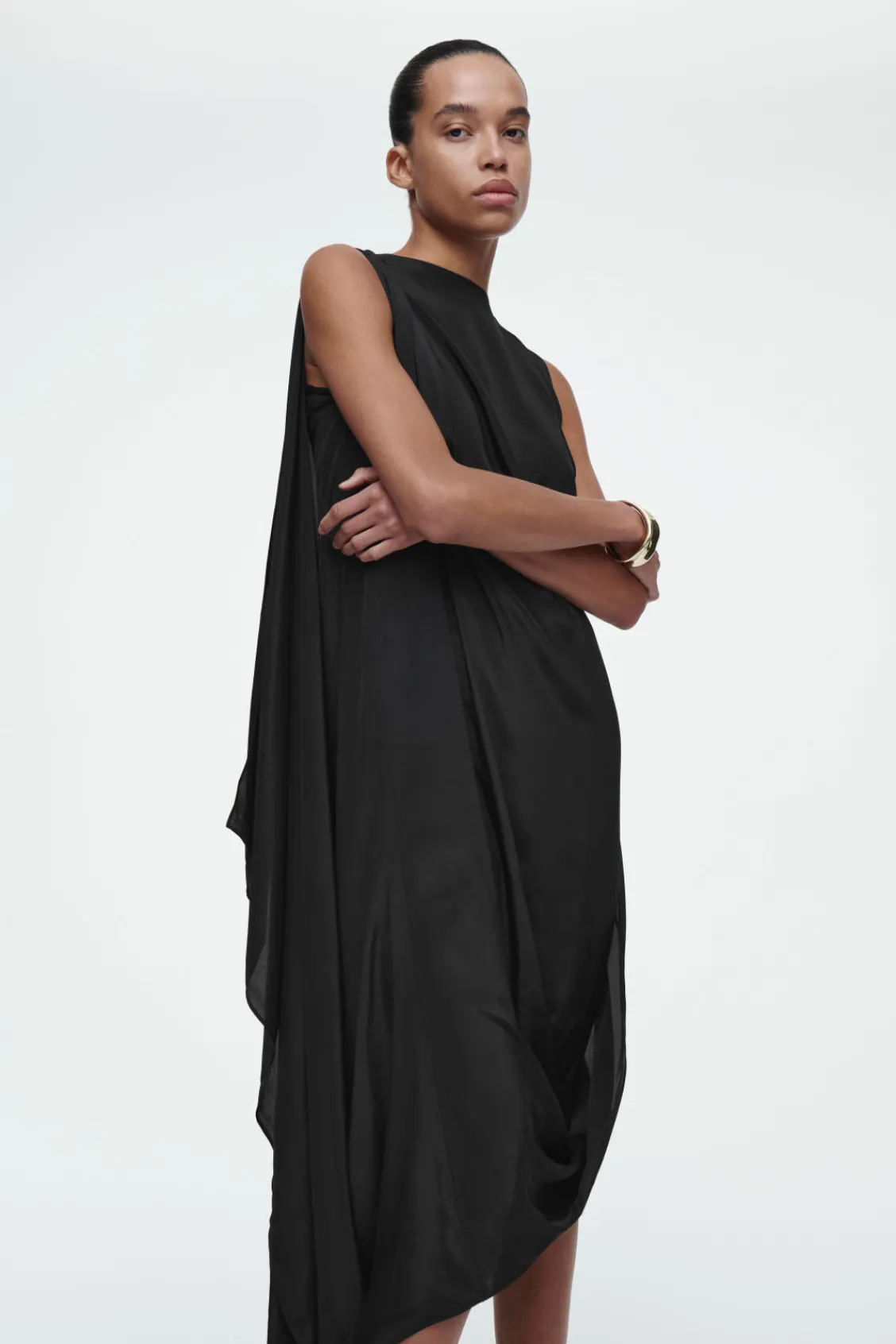 COS DRAPED BALLOON MIDI DRESS-Women Dresses & Jumpsuits