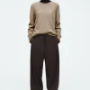 COS DRAWSTRING TWILL BARREL-LEG TROUSERS-Women Pants