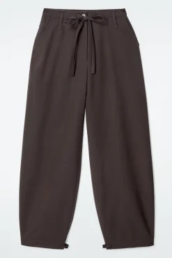 COS DRAWSTRING TWILL BARREL-LEG TROUSERS-Women Pants