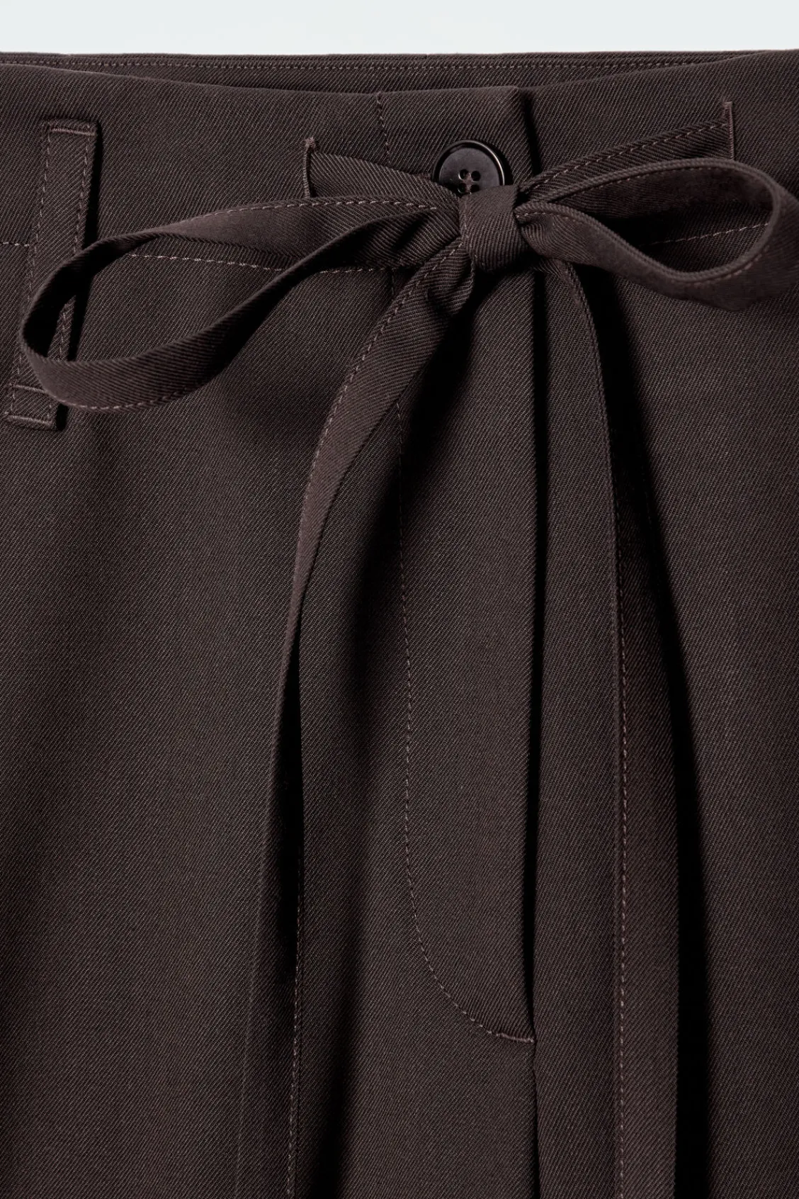 COS DRAWSTRING TWILL BARREL-LEG TROUSERS-Women Pants