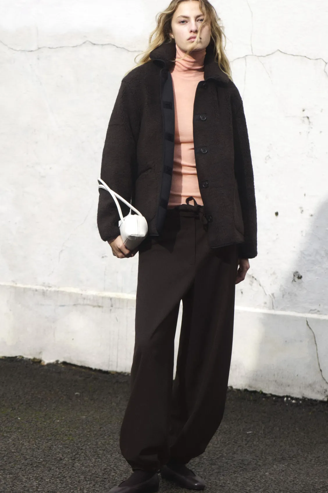 COS DRAWSTRING TWILL BARREL-LEG TROUSERS-Women Pants