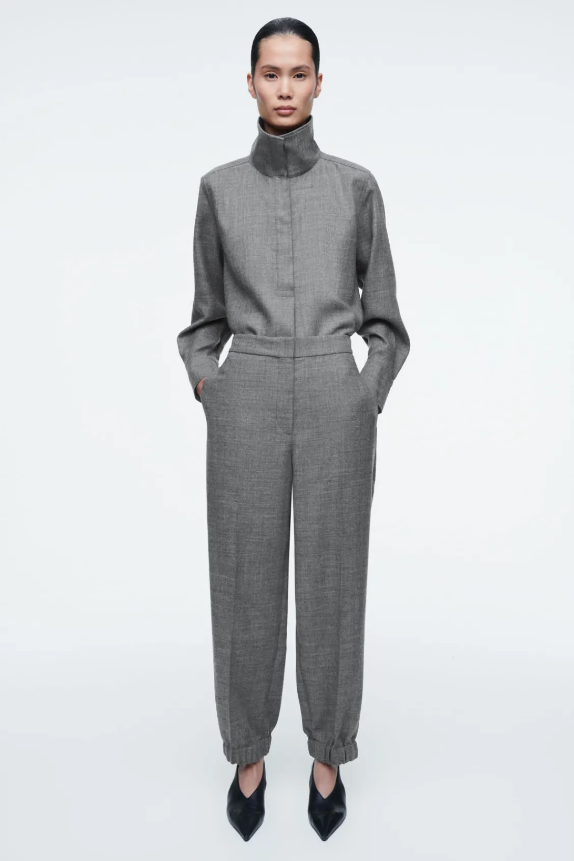 COS ELASTICATED WOOL-FLANNEL PANTS-Women Vests & Tailoring | Pants