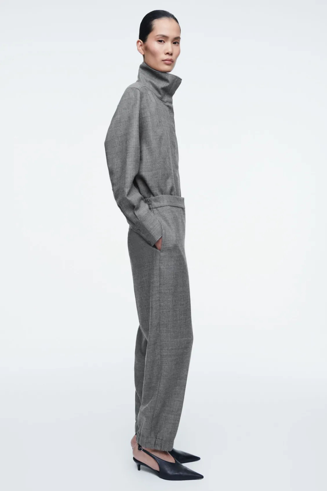 COS ELASTICATED WOOL-FLANNEL PANTS-Women Vests & Tailoring | Pants